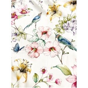 CUDDLEDOWN Oversized Queen WaterColor Floral Butterfly and Bird Print Duvet